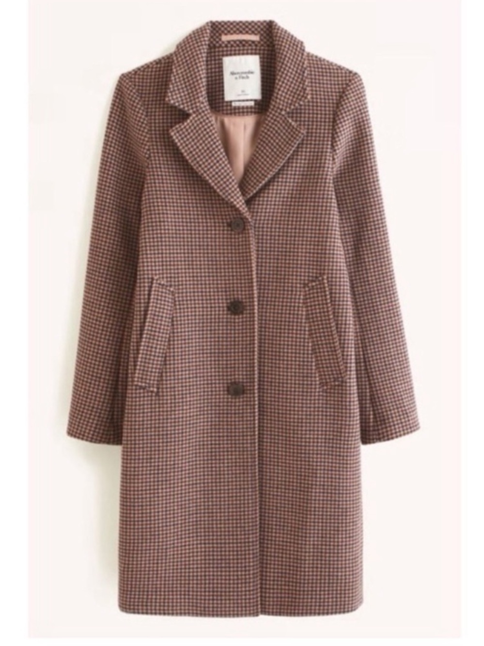 Abercrombie & Fitch Brown Houndstooth Dad Coat Size XS